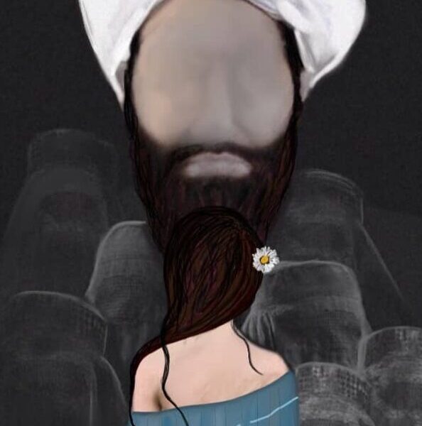 اثر هنری فاطمه وجوهات / Artwork by Fatima Wojohat. To read this piece in English translation, please scroll down.