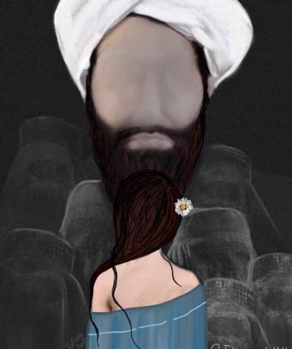 اثر هنری فاطمه وجوهات / Artwork by Fatima Wojohat. To read this piece in English translation, please scroll down.