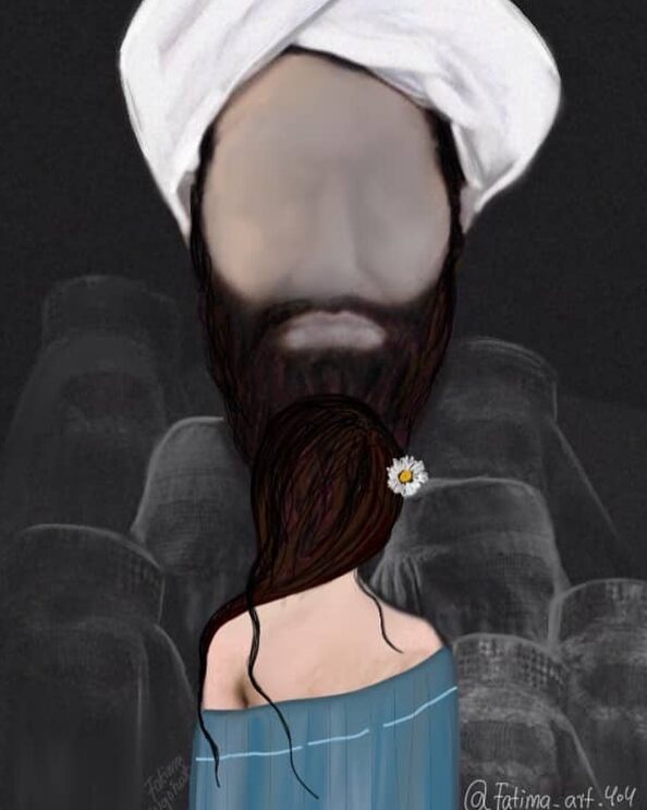 اثر هنری فاطمه وجوهات / Artwork by Fatima Wojohat. To read this piece in English translation, please scroll down.